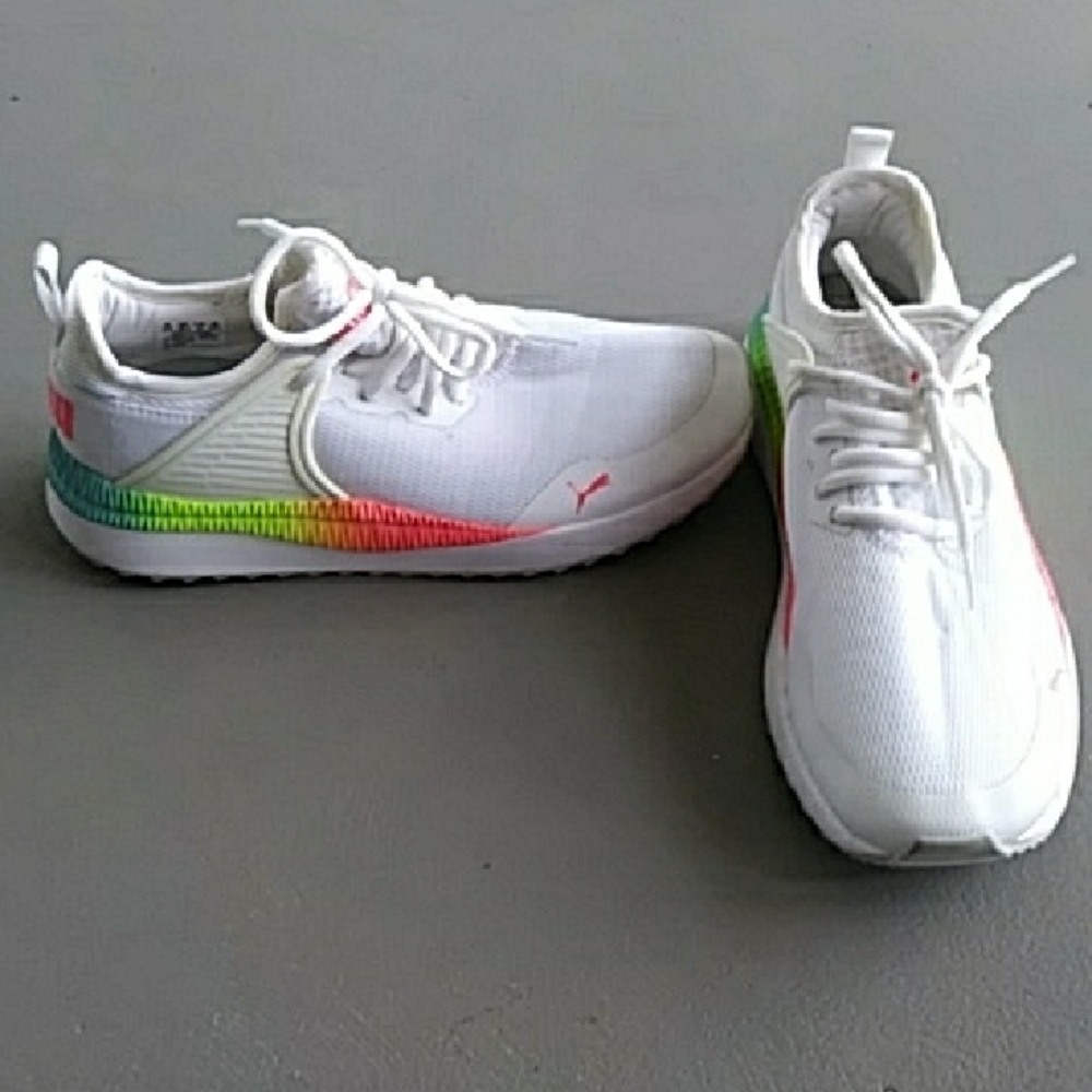 Puma Pacer Next Cage White and Rainbow Women's Sneakers Size 8 - Picture 3 of 10